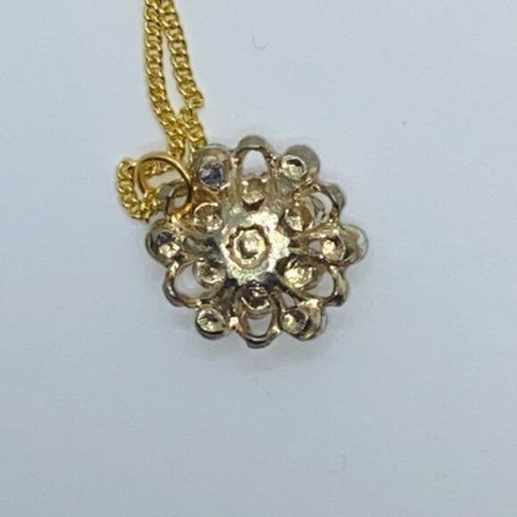 Gold-Tone Turquoise Green Rhinestone Necklace - Picture 7 of 13